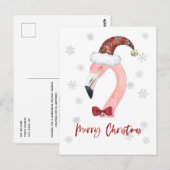 Vrolijk Kerstfeest Santa Flamingo Briefkaart (Voorkant / Achterkant)
