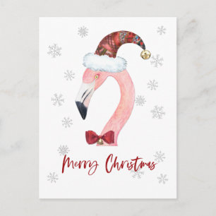 Vrolijk Kerstfeest Santa Flamingo Briefkaart