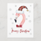 Vrolijk Kerstfeest Santa Flamingo Briefkaart (Voorkant)