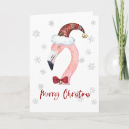 Vrolijk Kerstfeest Santa Flamingo Kerstmis Feestdagen Kaart