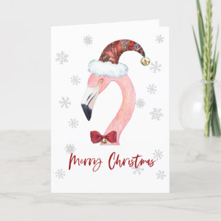 Vrolijk Kerstfeest Santa Flamingo Kerstmis Feestdagen Kaart