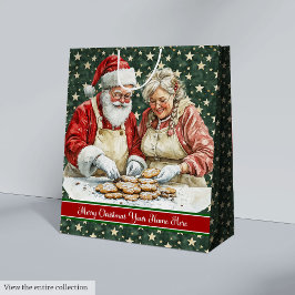 Vrolijk Kerstfeest  Santa Gift Bag Monogram Medium Cadeauzakje