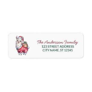 Vrolijk Kerstfeest Santa Hat Llama Retouradres Etiket