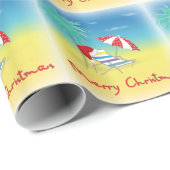 Vrolijk kerstfeest, Santa Hat, palmboom, strand Cadeaupapier (Rol Hoek)