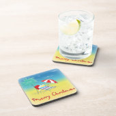 Vrolijk kerstfeest, Santa Hat, palmboom, strand Drankjes Onderzetter (Rechterzijde)