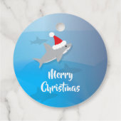 Vrolijk Kerstfeest Santa Hat Schattigee haai vakan Bedankjes Labels (Achterkant)