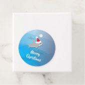 Vrolijk Kerstfeest Santa Hat Schattigee haai vakan Bedankjes Labels (In situ)