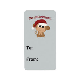 Vrolijk kerstfeest! Santa Monkey Etiket