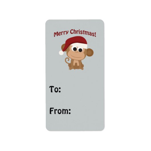 Vrolijk kerstfeest! Santa Monkey Etiket (Voorkant)