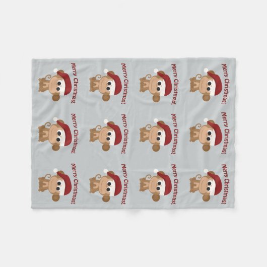 Vrolijk kerstfeest! Santa Monkey Fleece Deken (Voorkant (Horizontaal))