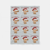 Vrolijk kerstfeest! Santa Monkey Fleece Deken (Voorkant)