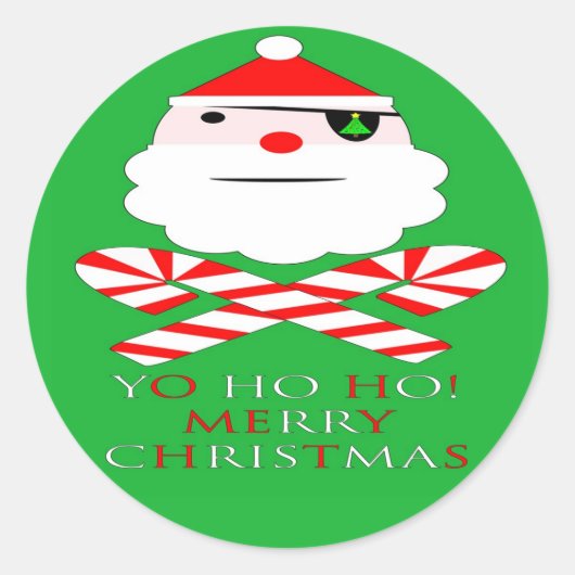 Vrolijk Kerstfeest Santa Pirate Ronde Sticker (Voorkant)