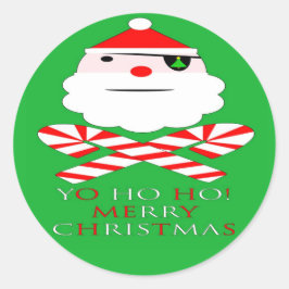 Vrolijk Kerstfeest Santa Pirate Ronde Sticker