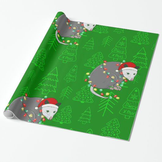 Vrolijk Kerstfeest Santa Possum Cadeaupapier (Uitgerold)