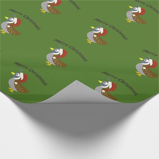 Vrolijk kerstfeest! Santa Quail Cadeaupapier (Hoek)