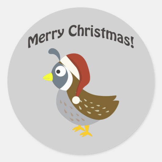 Vrolijk kerstfeest! Santa Quail Ronde Sticker (Voorkant)