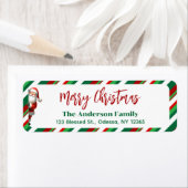Vrolijk kerstfeest Santa Red + groen retouradres Etiket (Insitu)
