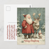 Vrolijk Kerstfeest  Santa & Reindeer Briefkaart (Voorkant / Achterkant)