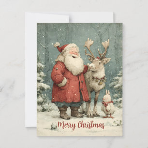 Vrolijk Kerstfeest Santa & Reindeer Briefkaart