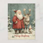 Vrolijk Kerstfeest  Santa & Reindeer Briefkaart (Voorkant)