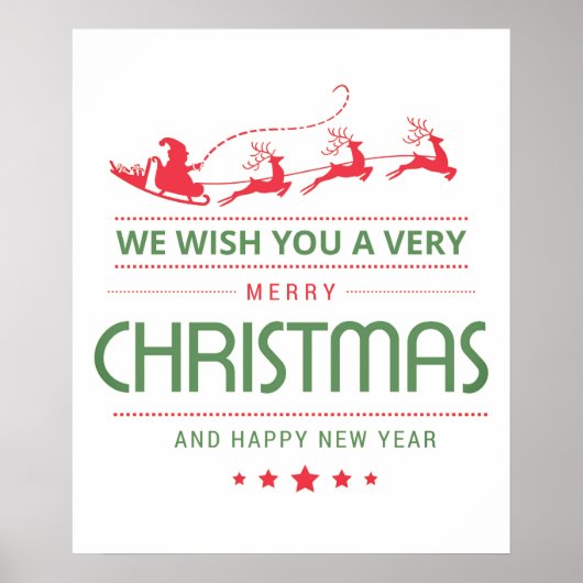 Vrolijk kerstfeest Santa Reindeer | FEESTDAGEN Poster (Voorkant)