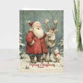 Vrolijk Kerstfeest  Santa & Reindeer Kaart (Achterkant)