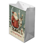 Vrolijk Kerstfeest  Santa & Reindeer Medium Cadeauzakje (Achterkant Gekanteld)