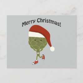 Vrolijk kerstfeest! Santa Running Artichoke Feestdagenkaart