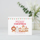 Vrolijk kerstfeest, Santa Safari Dieren Feestdagenkaart (Staand voorkant)