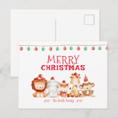 Vrolijk kerstfeest, Santa Safari Dieren Feestdagenkaart (Voorkant / Achterkant)
