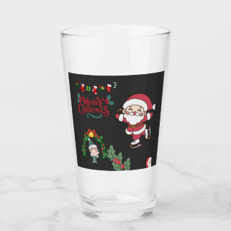 Vrolijk Kerstfeest Santa Skater Kinder Vakantie Fu Glas