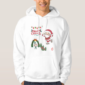 Vrolijk Kerstfeest Santa Skater Kinder Vakantie Fu Hoodie