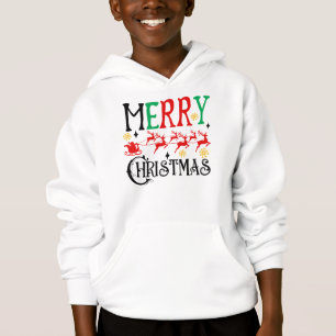 Vrolijk Kerstfeest Santa Sleigh-61049 T-shirt Hood