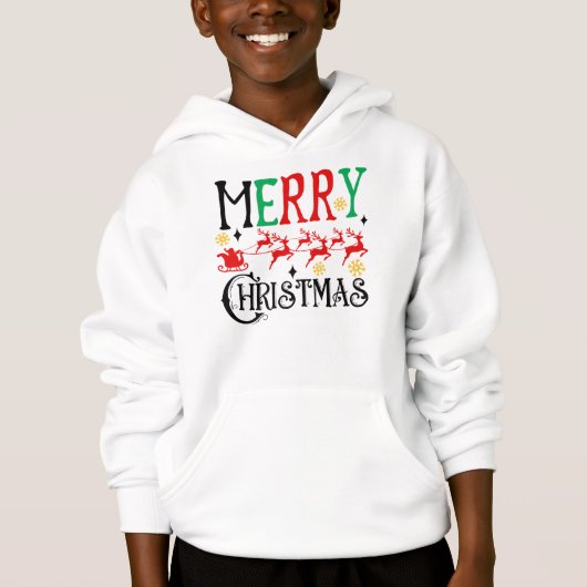 Vrolijk Kerstfeest Santa Sleigh-61049 T-shirt Hood (Voorkant)