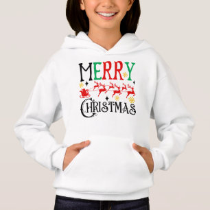 Vrolijk Kerstfeest Santa Sleigh-61049 T-shirt Hood