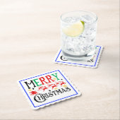 Vrolijk Kerstfeest Santa Sleigh-61049 T-shirt Hood Kartonnen Onderzetters (Insitu)