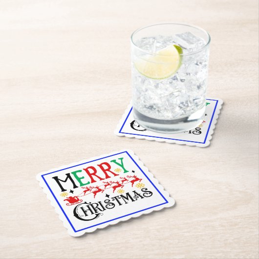 Vrolijk Kerstfeest Santa Sleigh-61049 T-shirt Hood Kartonnen Onderzetters (Insitu)