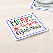 Vrolijk Kerstfeest Santa Sleigh-61049 T-shirt Hood Kartonnen Onderzetters (Gebogen)