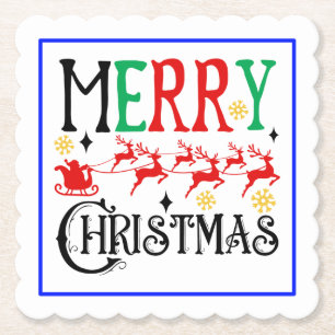 Vrolijk Kerstfeest Santa Sleigh-61049 T-shirt Hood Kartonnen Onderzetters