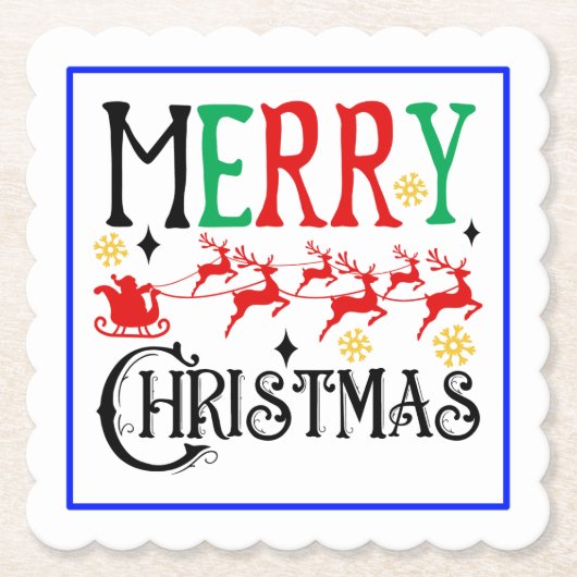 Vrolijk Kerstfeest Santa Sleigh-61049 T-shirt Hood Kartonnen Onderzetters (Voorkant)