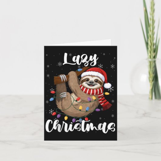 Vrolijk kerstfeest Santa Sloth Slothmas Lazy Kaart (Voorkant)
