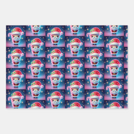 Vrolijk kerstfeest Santa Snoep Inpakpapier Vel