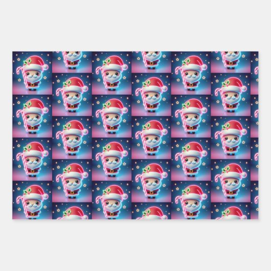 Vrolijk kerstfeest Santa Snoep Inpakpapier Vel (Voorkant)