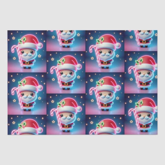 Vrolijk kerstfeest Santa Snoep Tissuepapier (Voorkant)