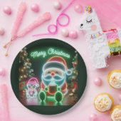 Vrolijk kerstfeest Santa Teddy Papieren Bordje (Feest)