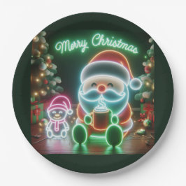 Vrolijk kerstfeest Santa Teddy Papieren Bordje