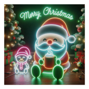 Vrolijk Kerstfeest Santa Teddy Poster