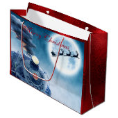 Vrolijk Kerstfeest Santa Train Red Faux Folie Groot Cadeauzakje (Voorkant Gekanteld)