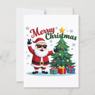 vrolijk kerstfeest Santa & Tree Design Briefkaart
