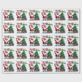 vrolijk kerstfeest | Santa & Tree Design Cadeaupapier (Vlak)